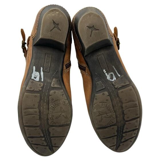 Pikolinos Boot Brujas Short Ankle Moto Buckle Size 40 US 9 Camel Tan Leather - Picture 8 of 9